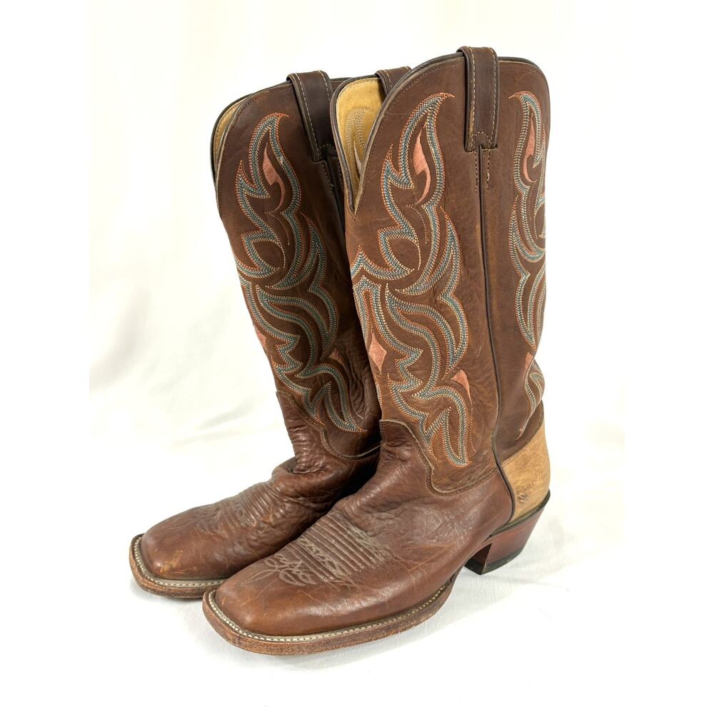 Justin Womens Brown Teal Embroidered L7006 Gypsy Square Toe Cowboy Boots Sz 9B